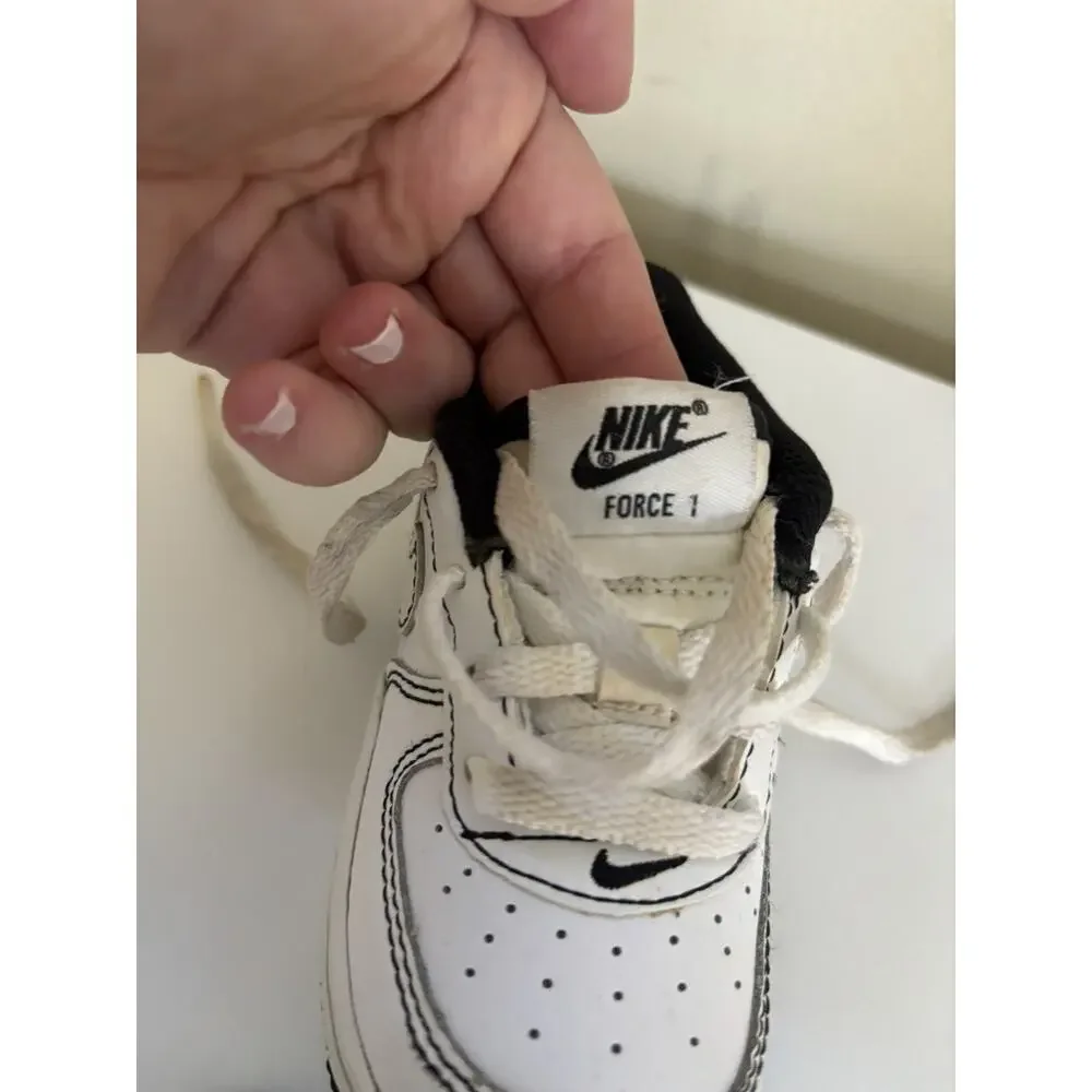 Nike Force 1 Toddler Sneakers Size 5C White Black DC9671-104 Lace Up